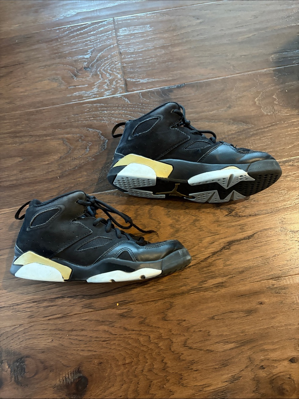 Jordan Kids Black and Yellow Accent High-Top Sneakers